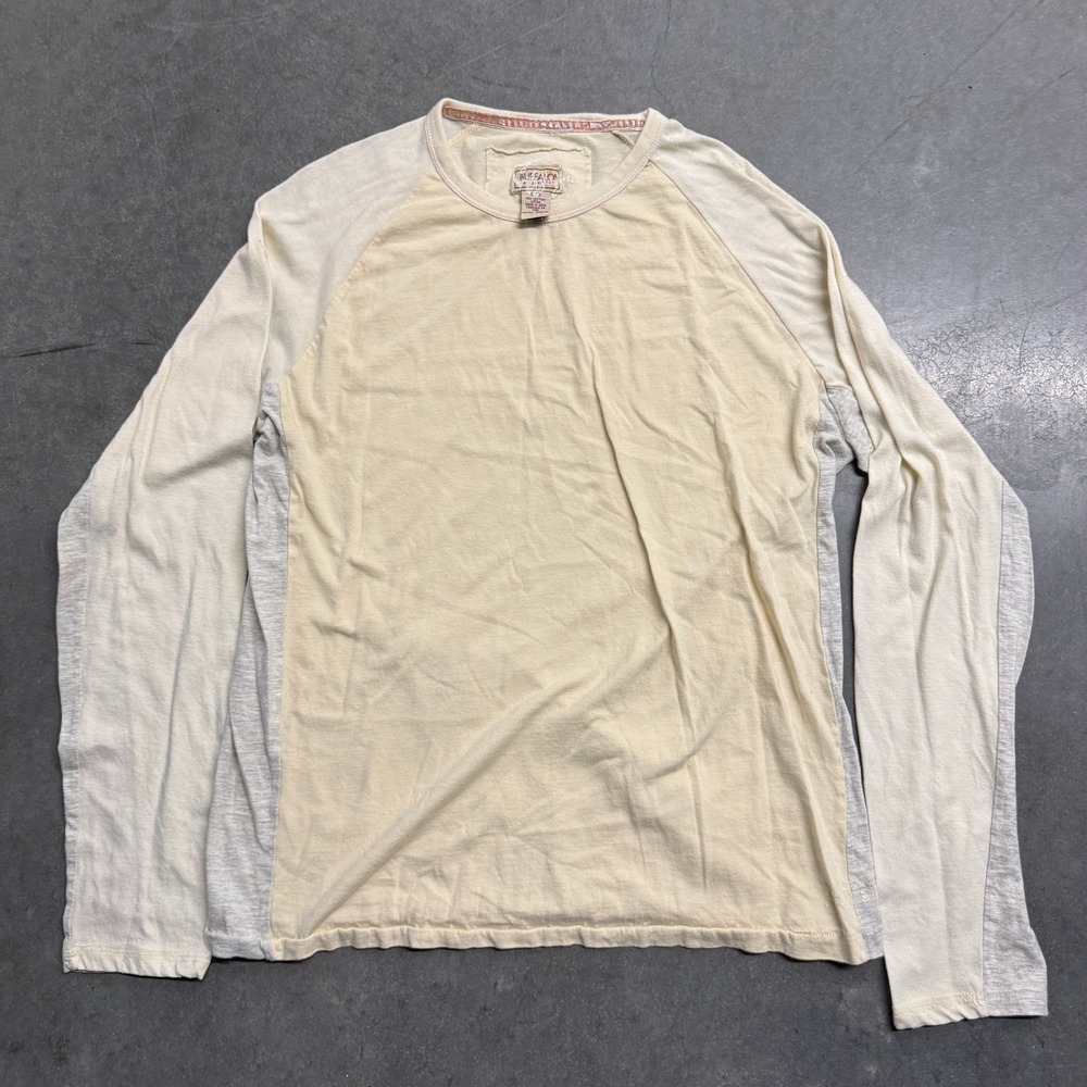 Buffalo David Bitton Mens Long Sleeve Raglan Tee Colorblock Cotton Cream Tan L